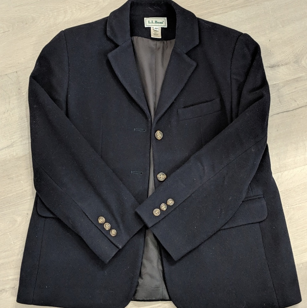4P wool/cashmere Navy LL Bean blazer